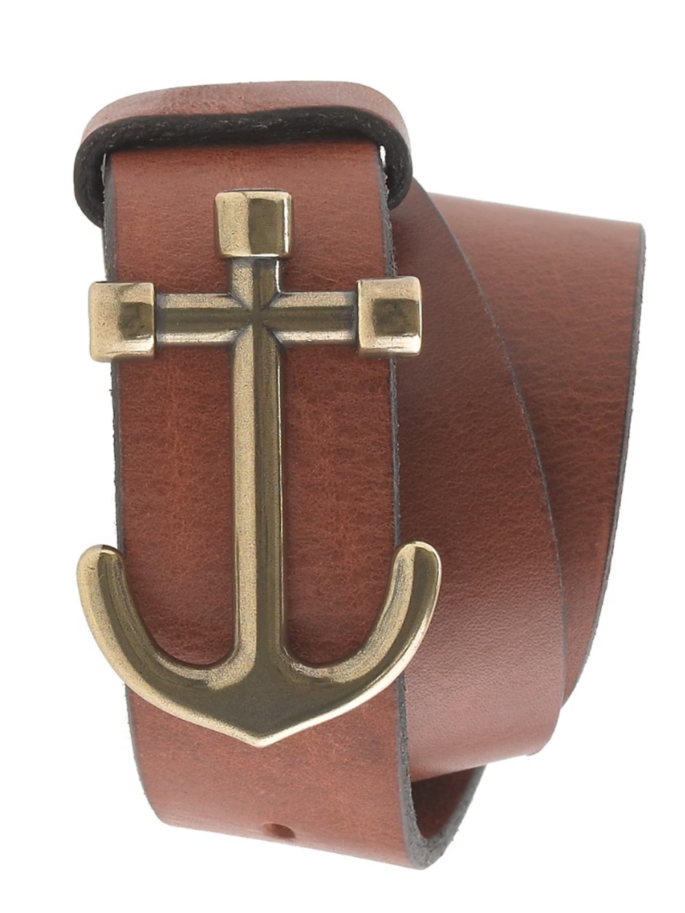 Crewcuts Made in USA Boys Leather Brass Anchor Belt Sz M